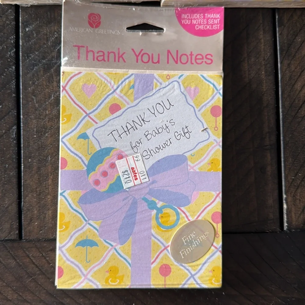 3 packages of vintage American Greetings baby shower gift thank you cards.